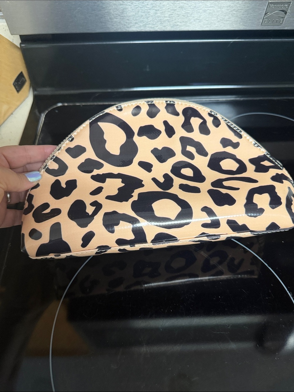 Consuela Leopard Print Glossy Cosmetic Pouch Large - Picture 3 of 8